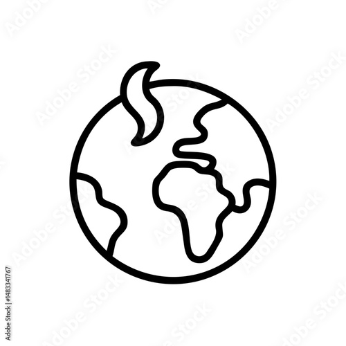 Icon of Earth with flame symbolizing pollution and environmental issues  