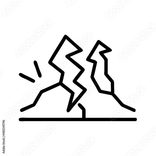 Earthquake symbol with jagged lines depicting a fault line  