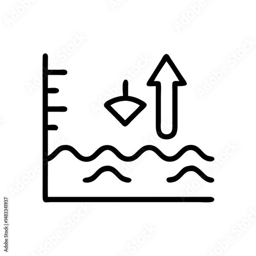 Sea level rise and fall illustrated with a line graph 