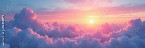 Soft pastel sunrise, wispy clouds paint a canvas of color , shades, gentle, illustration