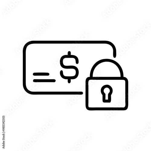 Secure payment symbol with dollar sign and lock illustration  