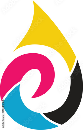 Symbol of the E letter with ink print style for brand or identity