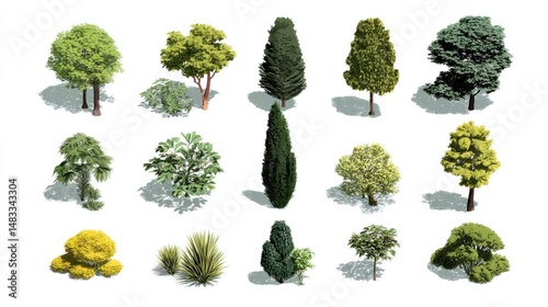 Collection of various trees and shrubs
