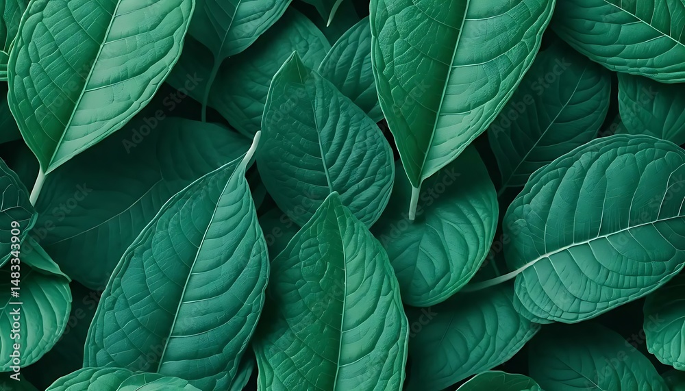 Obraz premium A rich tapestry of vivid green leaves creates a lush, tranquil, and vibrant botanical illustration.