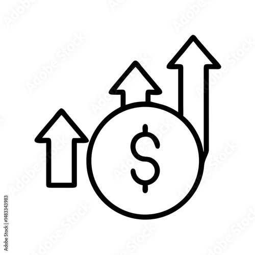 Dollar sign and arrows indicating financial growth in a minimalist style  