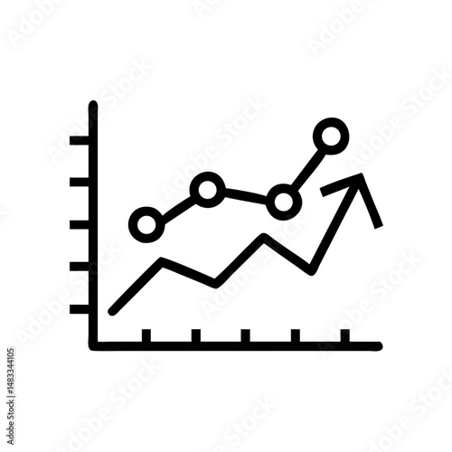 Line graph showing growth trends with upward trajectory 