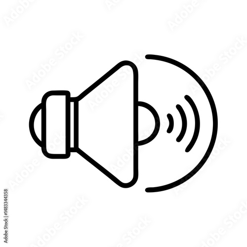 Audio speaker icon with sound waves in minimalistic design  