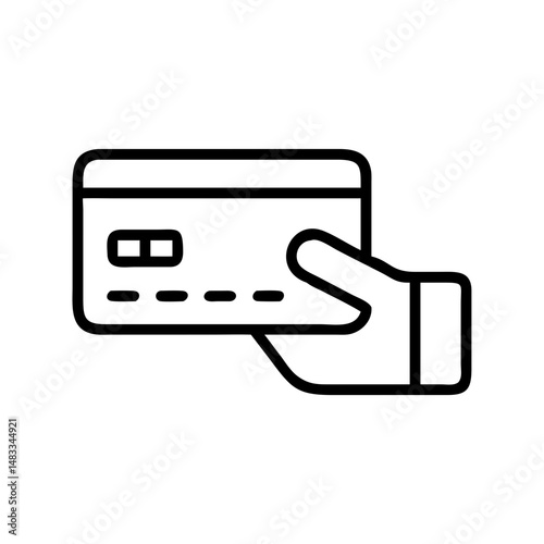 Line art hand holding a credit card in minimalist style  