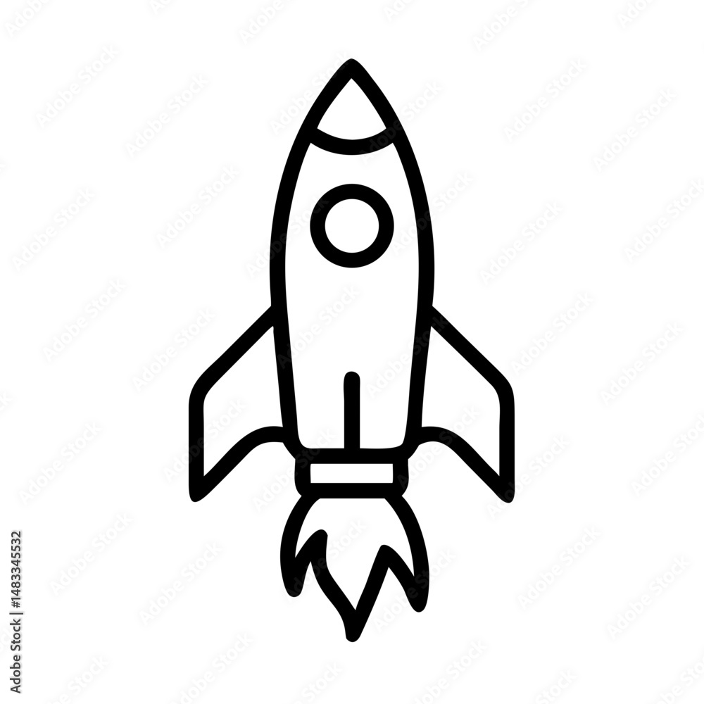 Rocket illustration with simple lines in minimalistic style Rocket illustration with simple lines in minimalistic style