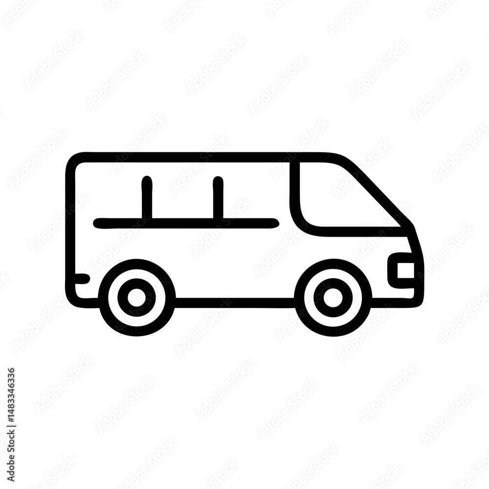 Outline of a van in a minimalistic style on a white background Outline of a van in a minimalistic style on a white background