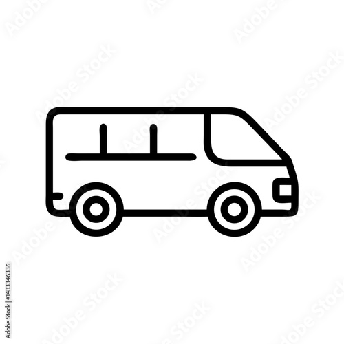 Outline of a van in a minimalistic style on a white background  