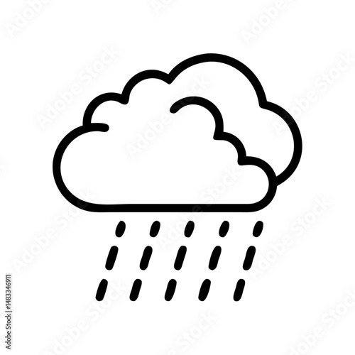 Simple line drawing of a cloud with rain falling down  