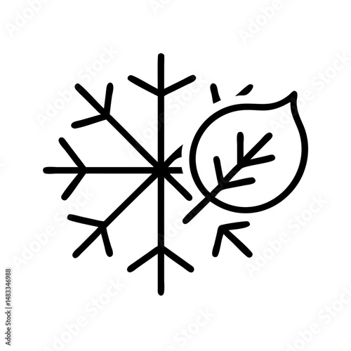 Abstract seasonal illustration of snowflake and leaf elements  