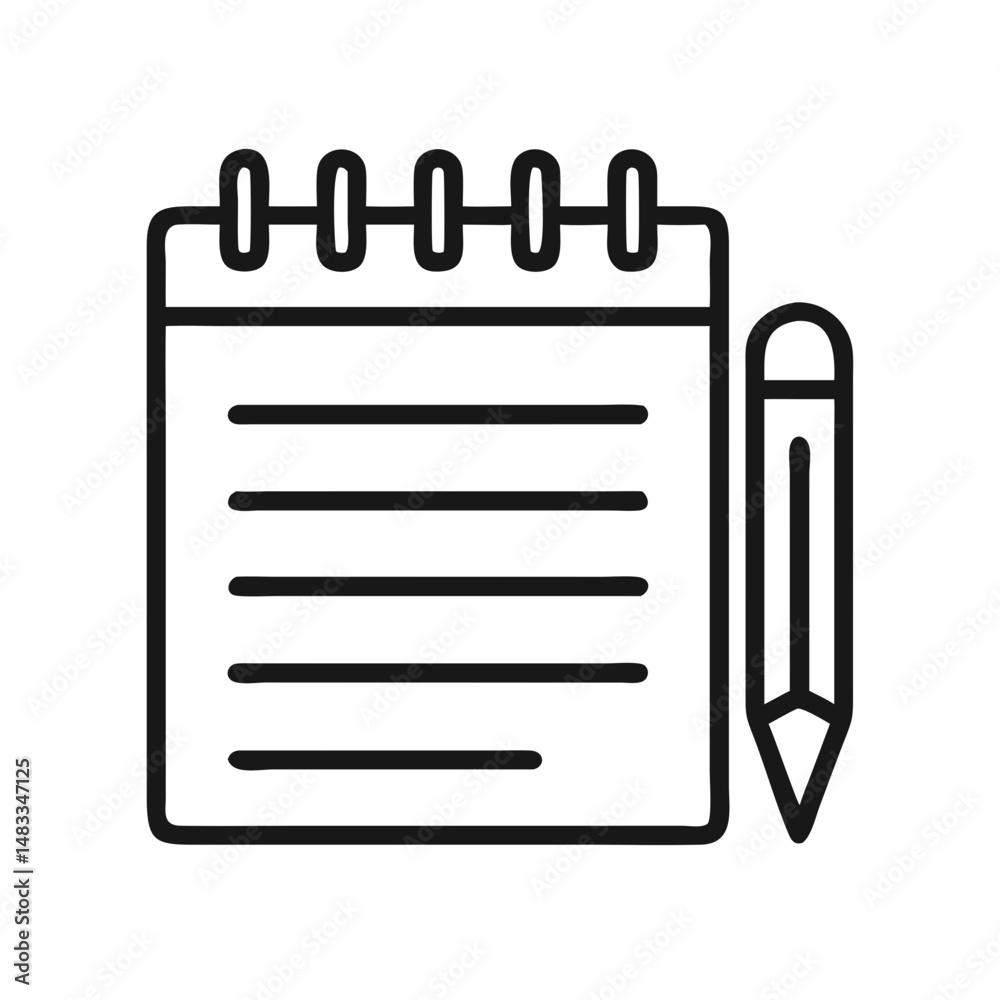 Notepad with Lines Icon Representing Note-Taking and Writing Tasks