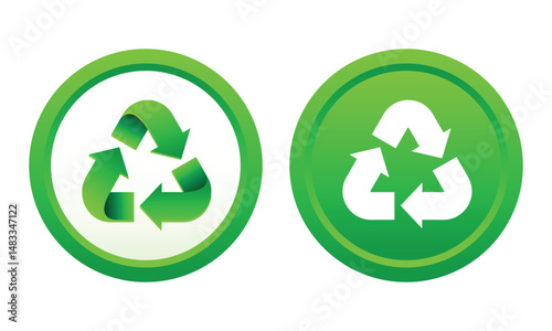Recycling icon set. Vector 3d icon isolated on white background.