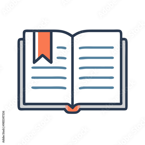 Open Book with Bookmark Icon Representing Reading and Educational Reference
