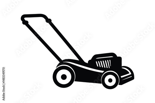 A lawn mower silhouette vector art illustration 