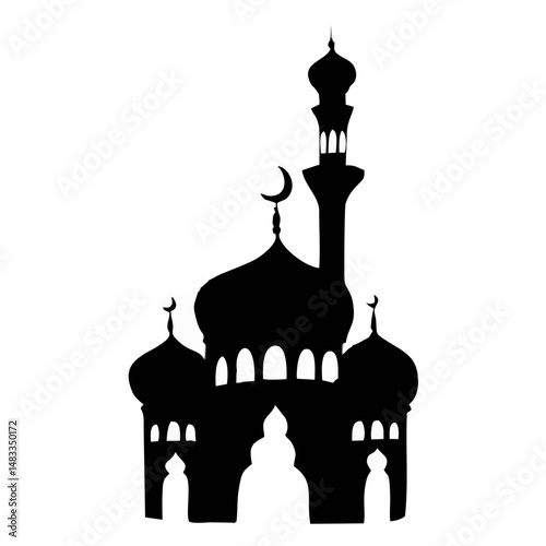 Silhouette of Islamic mosque.eps