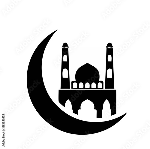 Crescent moon mosque icon des...