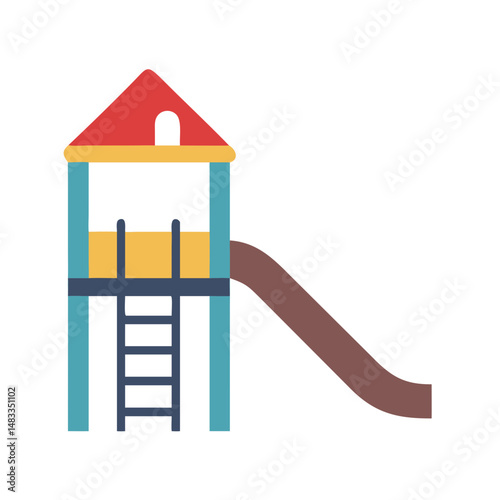 Playground Slide Icon Representing Outdoor Play Equipment for Children’s Recreation

