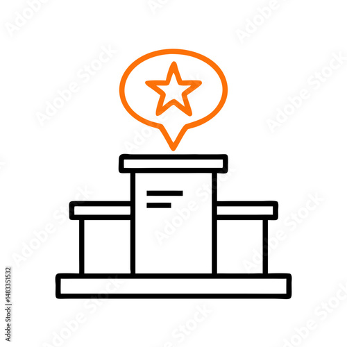 Podium with Star Icon Representing Award Recognition and Achievement Celebration