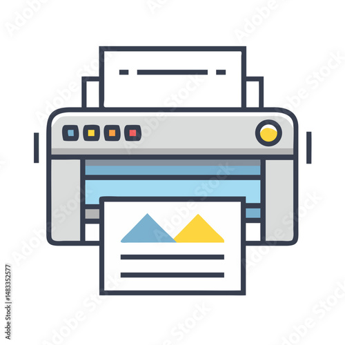 Printing Machine Icon Representing Industrial Printer and Mass Document Production