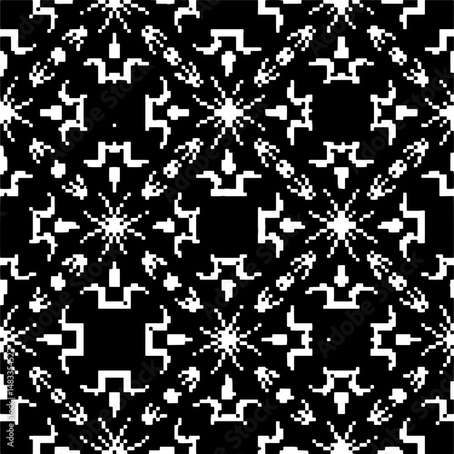 Abstract texture for fabric print, card, table cloth, furniture, banner, cover, invitation, decoration,weaving, plaid,wrapping,knitting. Repeating pattern.Black and 
white color.