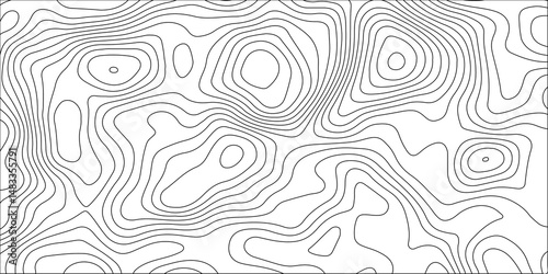 Abstract white contour wave lines topographic background, lines map seamless pattern, modern wallpaper texture and realistic design used for banner and posters, mountain relief geographic pattern.	
