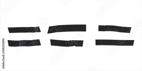 Collection of torn duct tape vector pieces with horizontal and vertical alignment, perfect for edgy design, layout composition, raw mockups, punk graphics, grunge flyers, and modern visual artwork