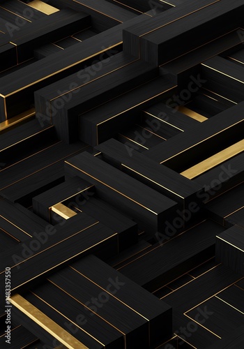 Wallpaper Mural Abstract Black and Gold Geometric Pattern Torontodigital.ca