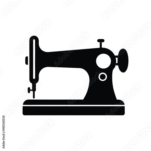 A manual sew machine silhouette vector art illustration