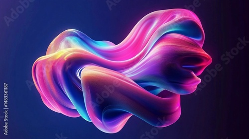 Colorful abstract design with flowing curves and gradients showcasing a blend of bright hues against a dark background