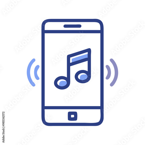 Smartphone with Music Note Icon Representing Mobile Audio Playback and Music Streaming