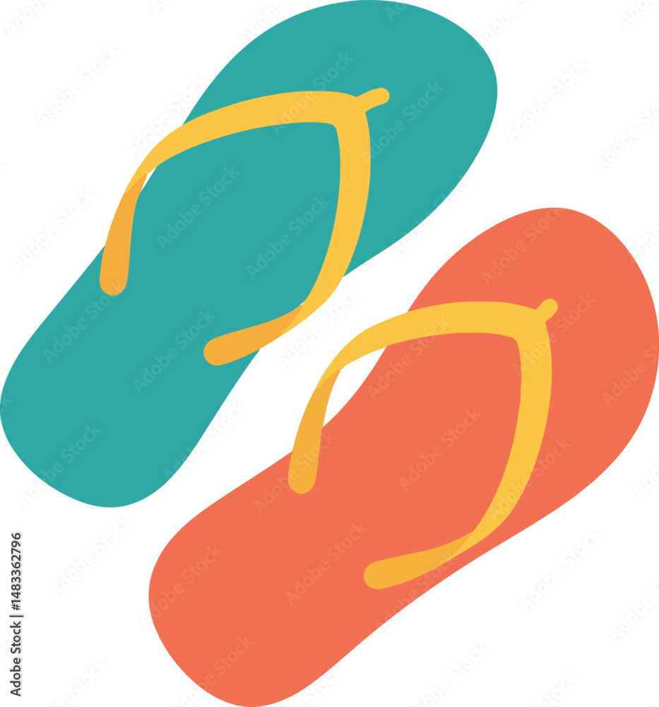 Obraz premium minimal beach flip flops icon with modern flat layout