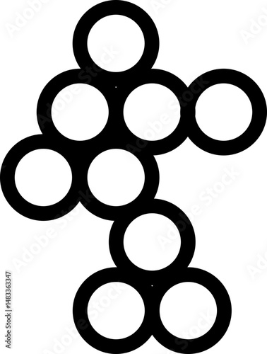 Irregular dot structure resembling a branching formation with vertical and lateral growth.