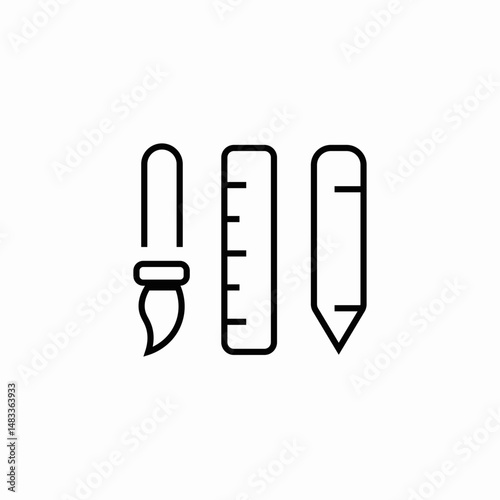 brush ruler and pencil icon sign vector