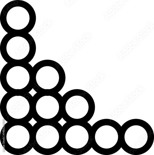Diagonal pyramid of dots forming a compact corner-aligned block.