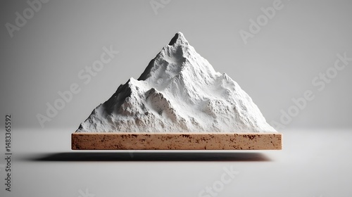Minimalist White Mountain Shape Against White Background