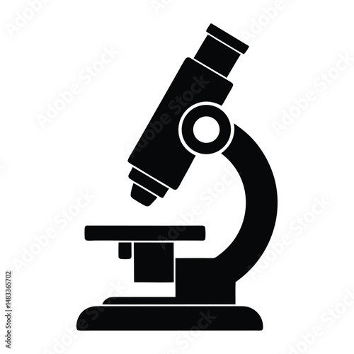 Medical microscope icon in silhouette on white background
