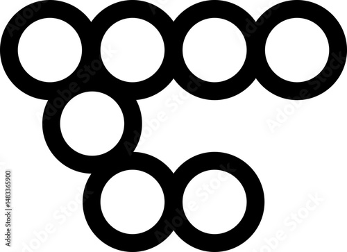 Circles placed in a sideways T arrangement forming a structured dot cluster.