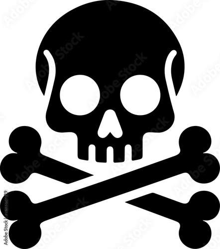 Skull and Crossbones Icon in Bold Black Style