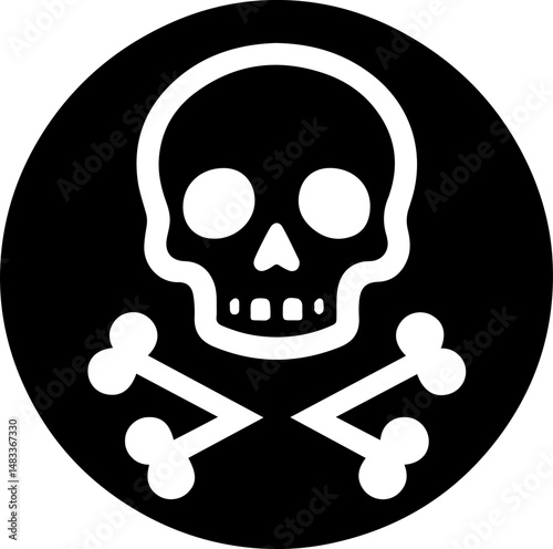 Skull and Crossbones Icon in Bold Black Style
