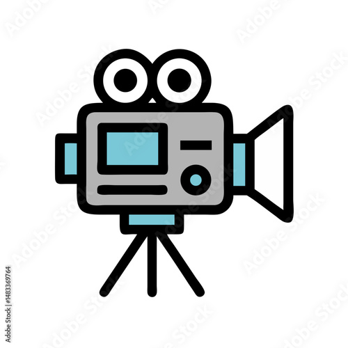 Video Camera Icon Representing Recording Device for Filmmaking and Live Capture
