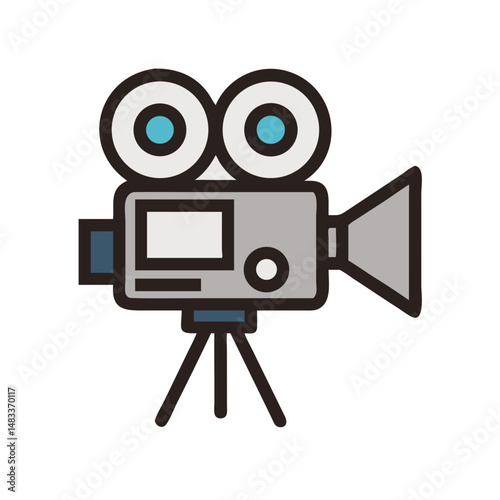 Vintage Film Camera Icon Representing Classic Photography and Retro Videography Equipment