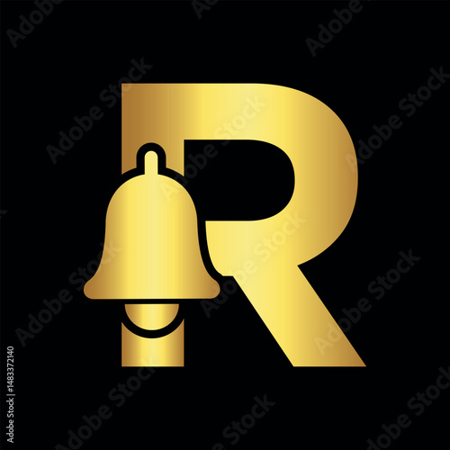 Cowbell Logo combine with letter R vector template