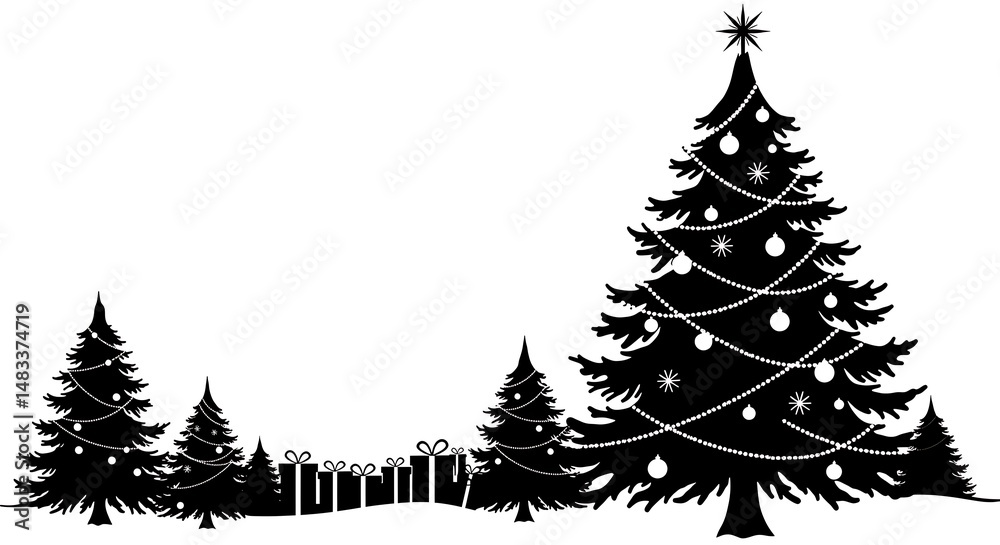 Obraz premium Midnight Christmas Silhouettes AI Generated