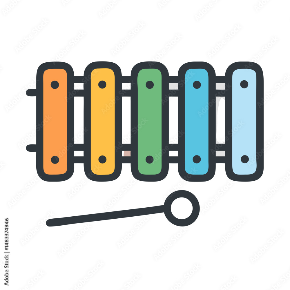Xylophone Icon Representing Musical Toy Instrument for Children or Early Learning Xylophone Icon Representing Musical Toy Instrument for Children or Early Learning