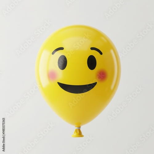 Yellow smiley face balloon isolated on white background