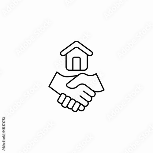 handshake house real estate deal icon sign vector