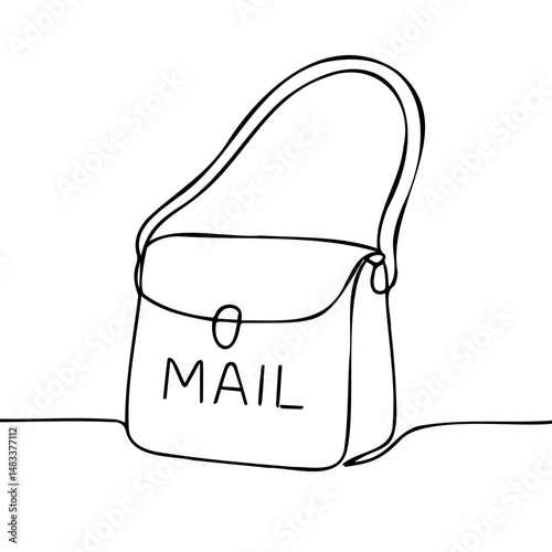 Mail delivery bag line art style
